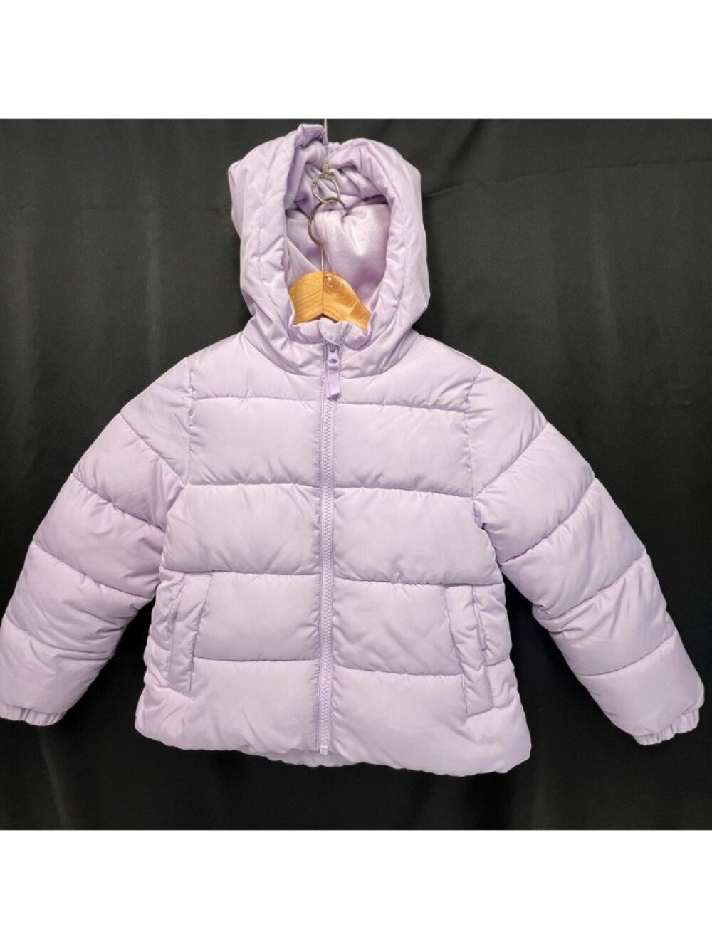 Swiss Tech Kids Girls Pastel Lavender Purple Quilted Hooded Puffer Jacket XS 4-5